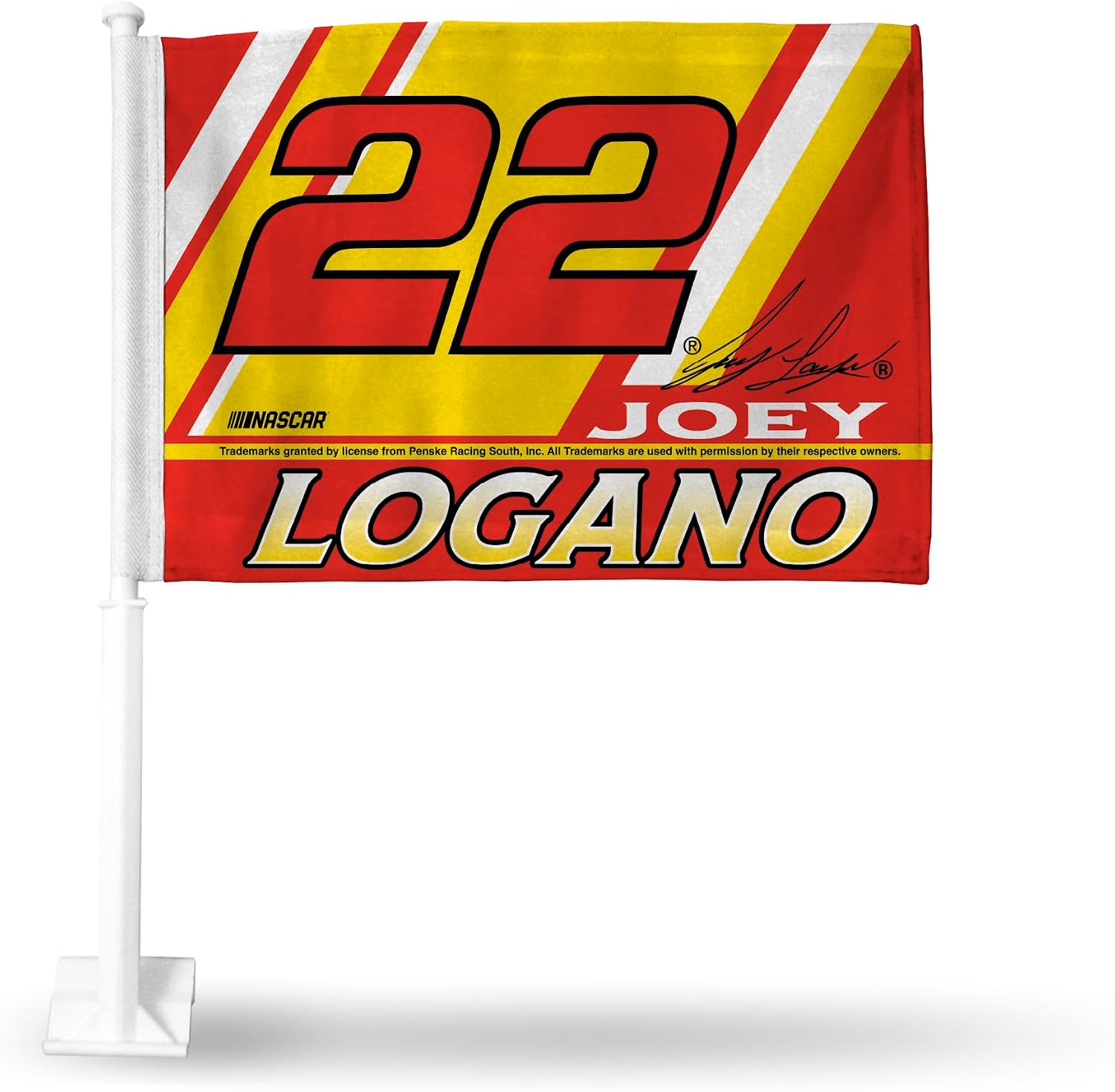 Rico Industries NASCAR Racing Joey Logano Double Sided Car Flag - 16" x 19" - Strong Pole That Hooks onto Car/Truck/Automobile