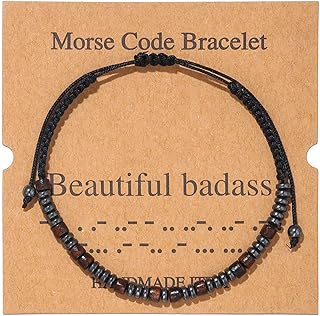 Morse Code Bracelets for Women Men,Morse Code Bracelets with Adjustable String,Inspirational Gifts Bracelets for Women Men Friends