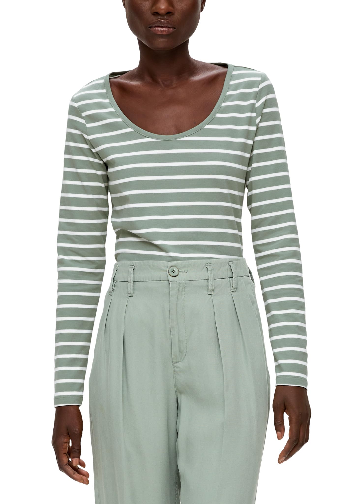 S.oliver Women's Green T-Shirt Langarm Long-Sleeved T-Shirt,