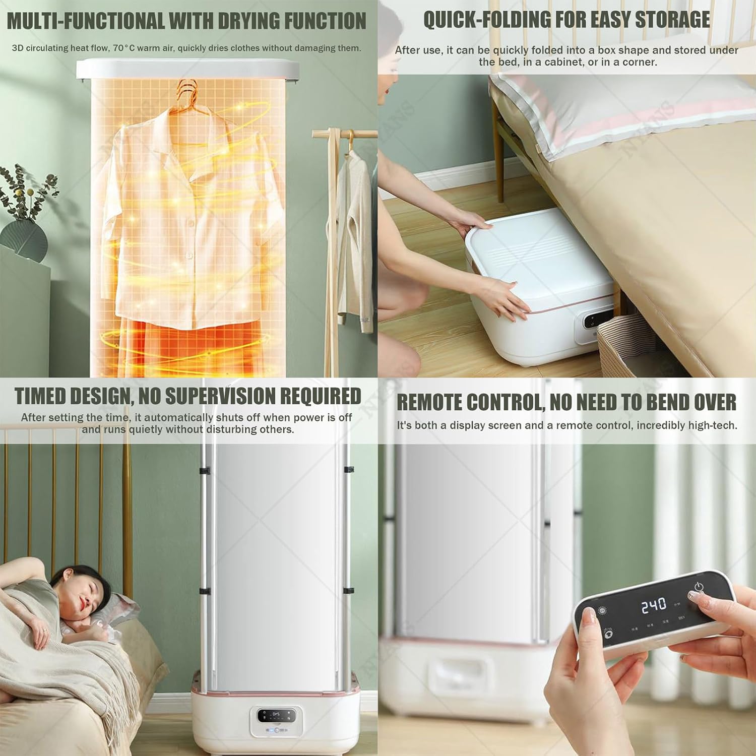 NYANS Electric Steam Clothes Dryer, Collapsible Automatic Wireless Dryer, Vertical Steam Dry Clean Closet for Home, for Clothes & Fabric, with Remote One-Key Care, Quick-Drying Steam