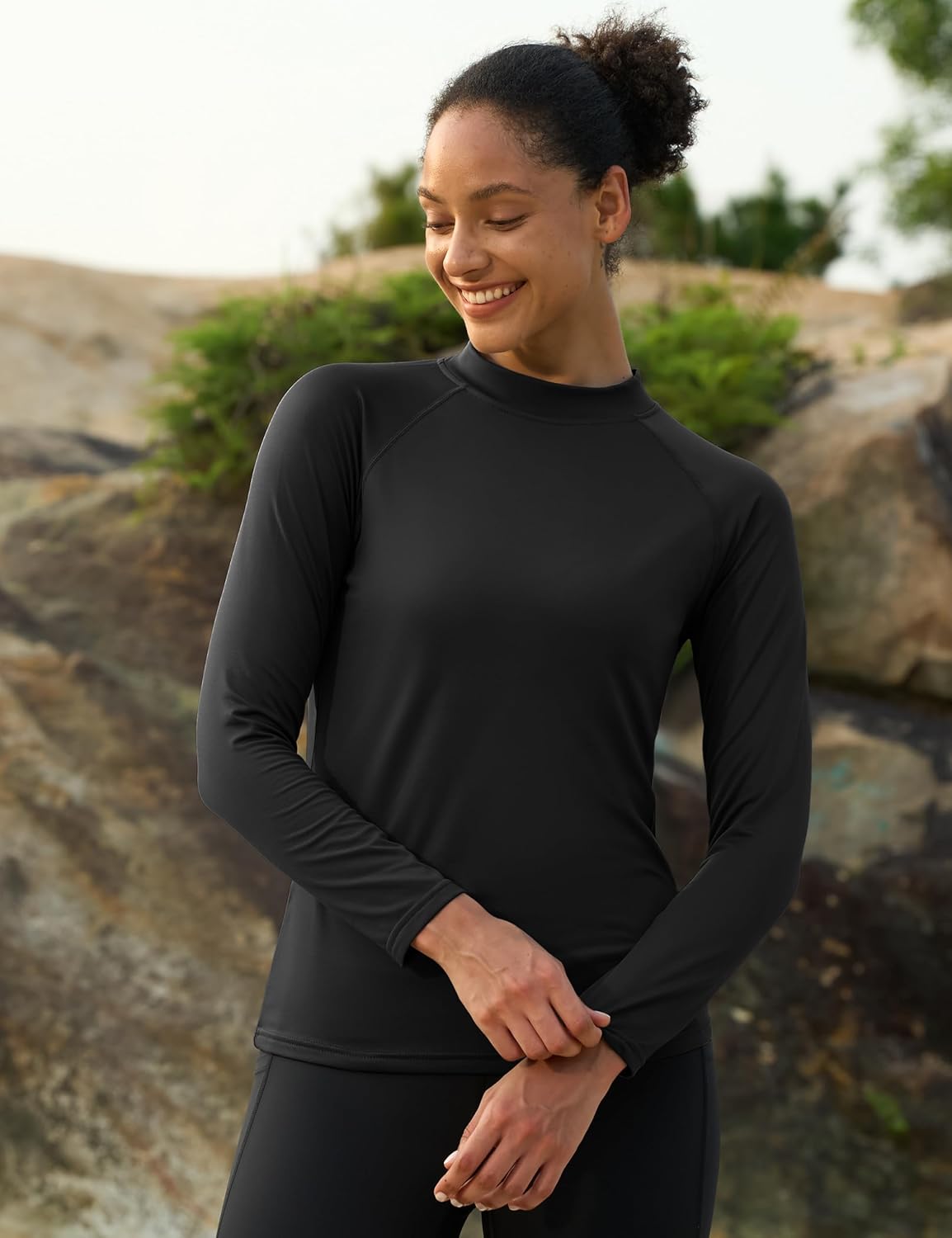 MAGCOMSEN Women's Thermal Shirts Mock Turtleneck Fleece Lined Long Sleeve Workout Tops Underwear Base Layer Running - Image 3