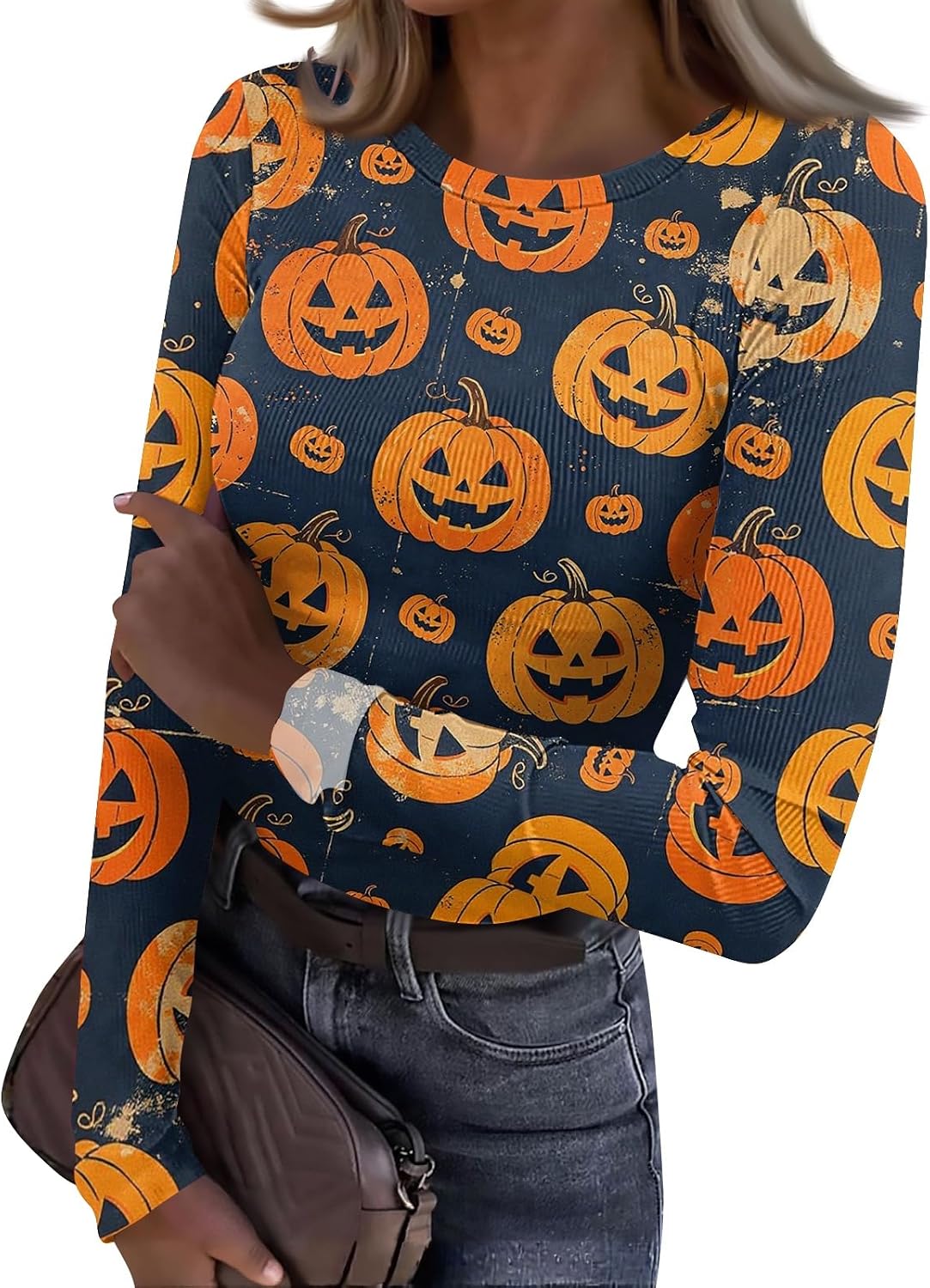 Women's Crew Neck Long Sleeve Halloween Fall Graphic Shirts | Plus Size Evening Tops, Tshirts for Women Cotton, Dress Blouses for Women Elegant, Maternity Winter Clothes,
