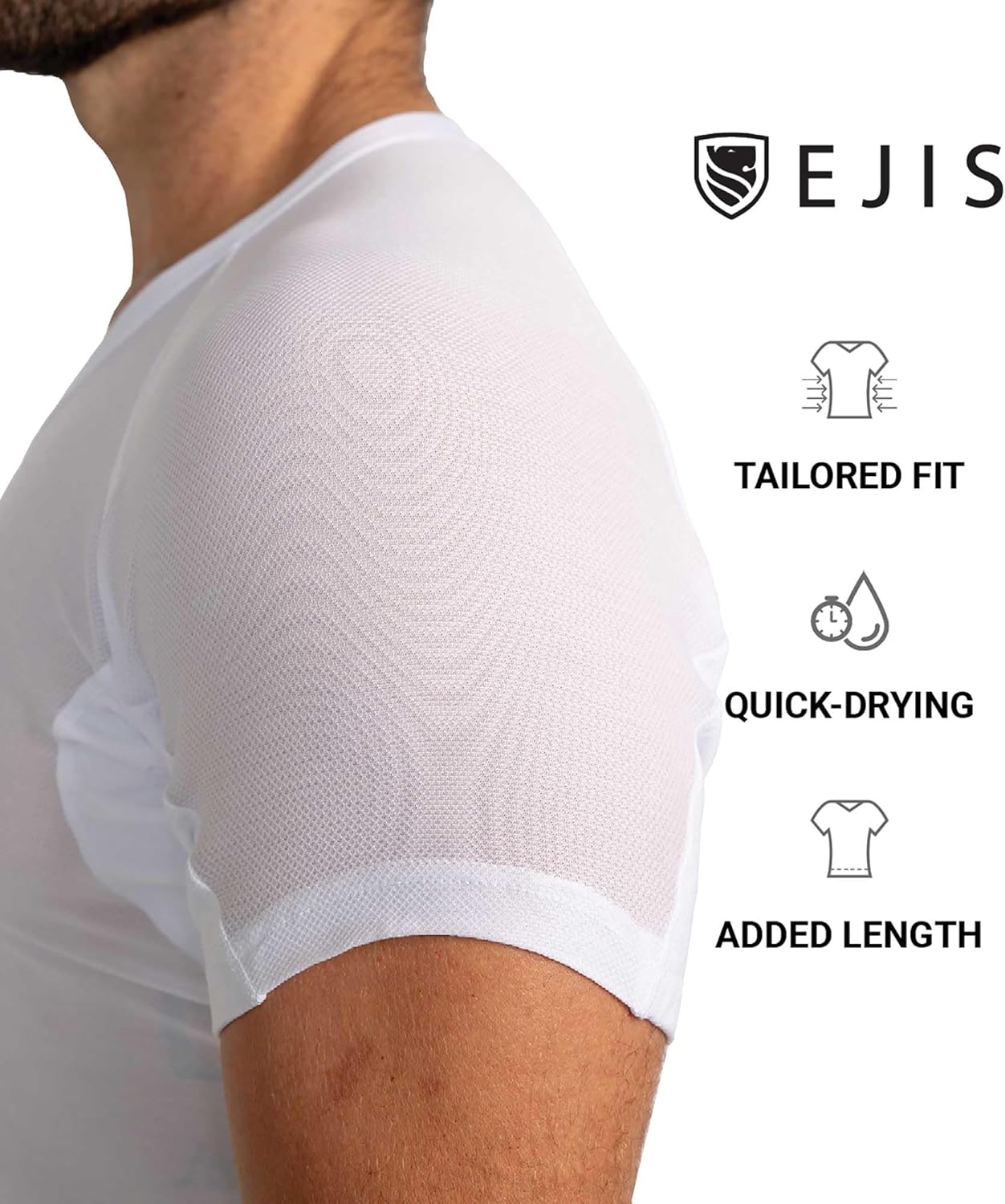 Ejis Men’s Ultra Breathable Sweatproof Undershirt, Deep V Neck, Anti-Odor with Underarm Sweat Pads - Image 5