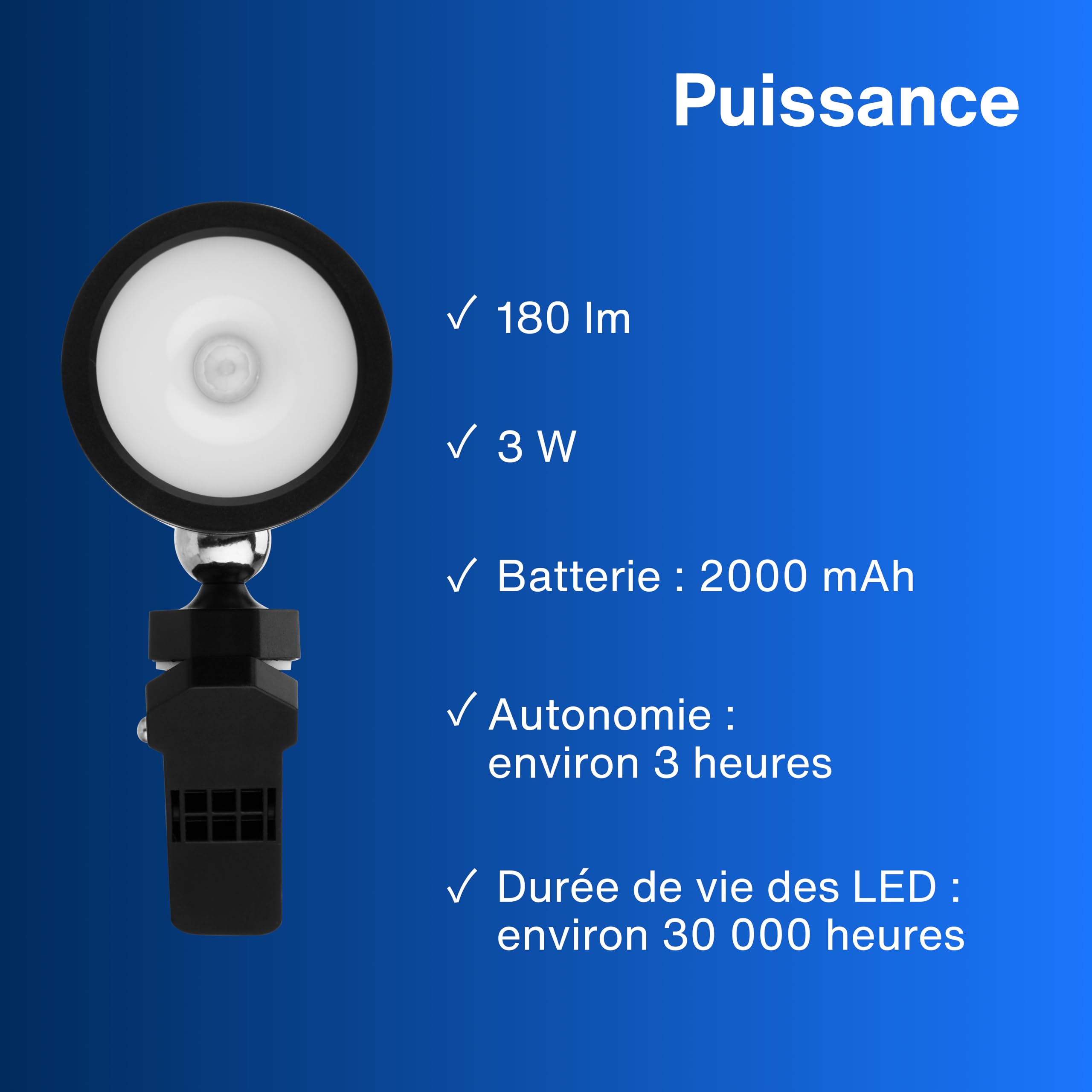 REV Applique murale LED - Lampe murale avec batterie et détecteur de mouvement, 180 lm, sans fil, intensité réglable, pivotante à 360°. Lampe d'appoint - Camping, garage et cave, IP54, noir
