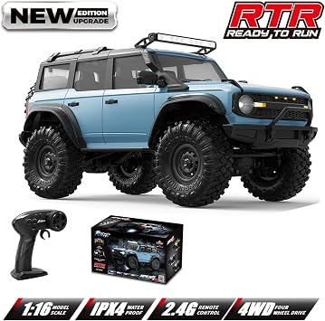 Remote Control Track 1/16 Scale Off-Road Play Car Adult Outdoor Competition Toy with LED Roof Headlamp 4 Wheel Drive Model Vehicle Toy for Adult Children