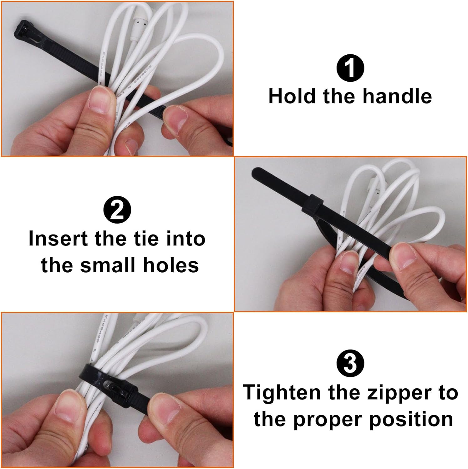 Reusable Zip Ties 24 Inch, 50 Pack Black Cable Ties Reusable UV Resistant, Heavy Duty Zipties Nylon Wire Ties Removable for Cord Management