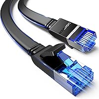 Vista 1 de UGREEN Cable Ethernet de 33 pies, cable Ethernet Cat 8 con 40 Gbps 2000 Mhz de alta velocidad, cable plano de Internet blindado resistente