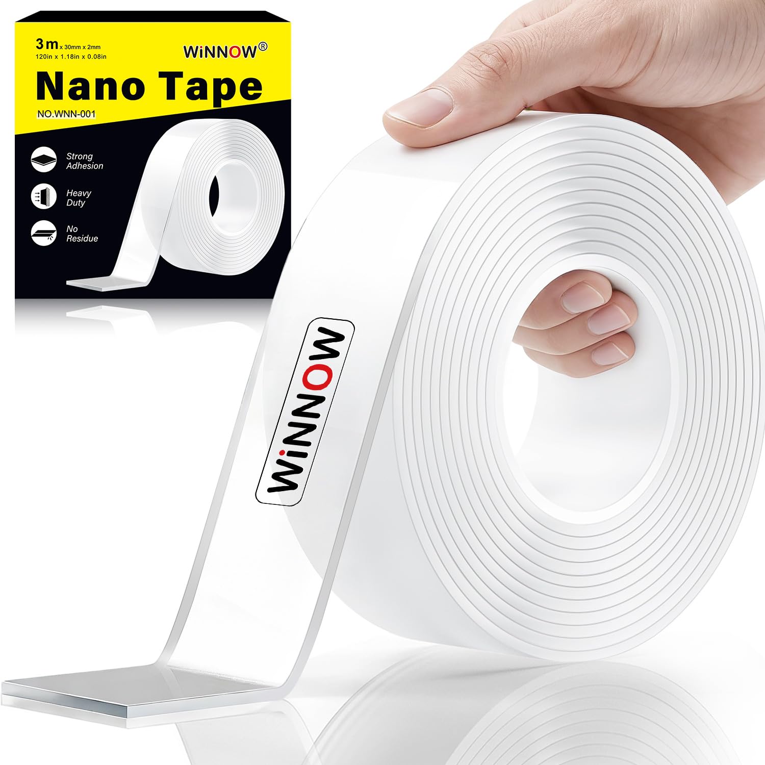 Double Sided Heavy Duty Extra Strong Adhesive Tape -Indoor/Outdoor General Purpose Nano Tape for Securing Picture Frames, Carpets. - Reusable and Without Leaving Adhesive Marks (1.18 inches x 10 feet)