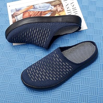 Mens Half Slippers Summer Casual Slip-on Mesh Shoes Breathable Lightweight MD Material Outsoles Plus Big Size Black, Blue, Gray