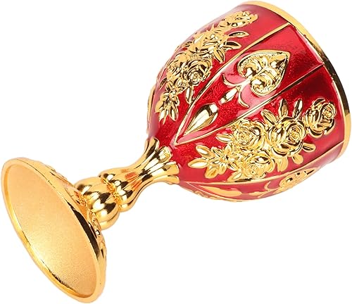 Miniatura 5 de Cáliz dorado vintage dorado de 4 pulgadas, aleación de zinc sólida retro en relieve, elegante taza de proxeneta para banquete de fiesta, 4.1 x 2.5