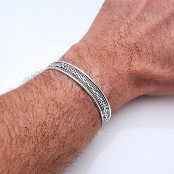 Amazon | VN Jewelry メンズ ソリッド925スターリングシルバーカフ