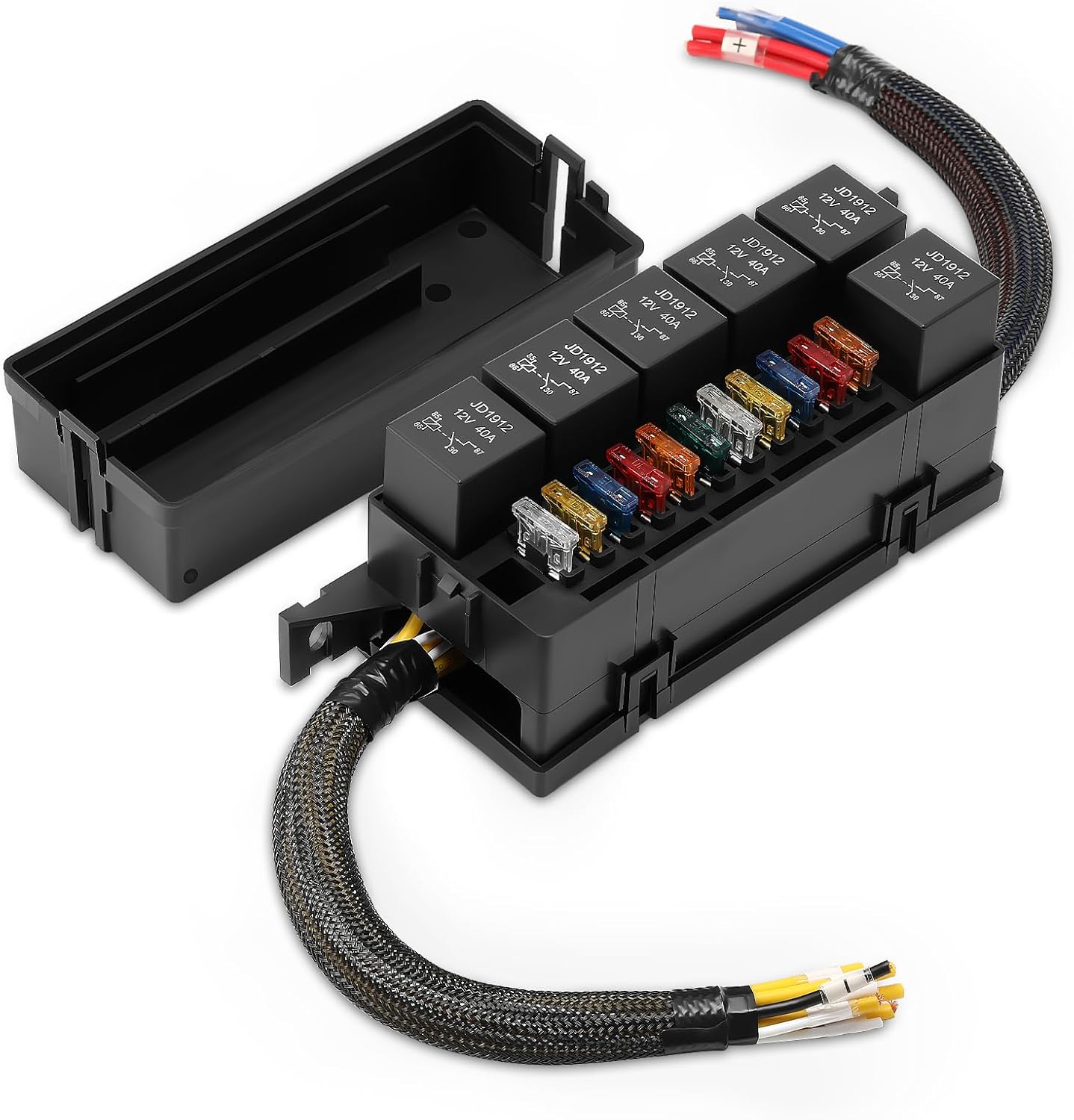 GEARZAAR 12V Automotive Relay Fuse Box, with Prewired Relay Box, 11