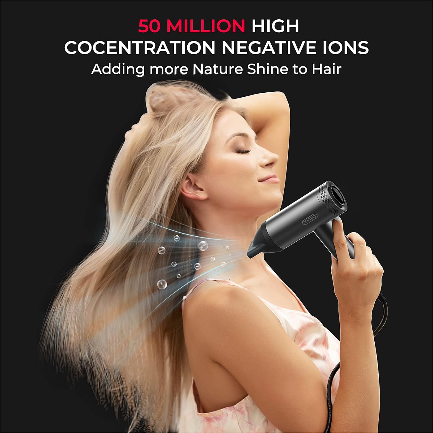 TYMO High Speed Hair Dryer, Professional Negative Ions Blow Dryer with Diffuser, 23m/s Airflow for Fast Drying, Compact for Travel, Aluminum Body Design, 4 Temps & 3 Speeds, HD Display | 1,500W : Beauty & Personal Care