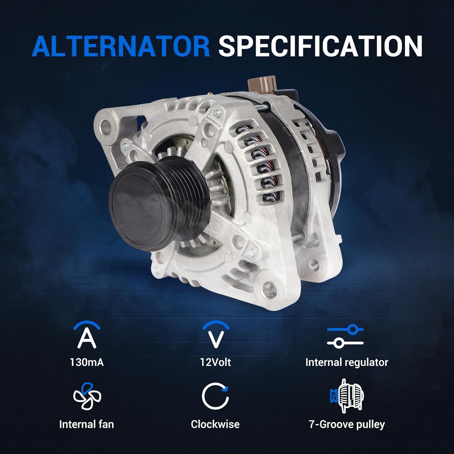 Autoround 270600P150 Alternator Fit for 2008-2013 Toyota Highlander 3.5L, 05-18 Avalon 3.5L, 09-16 Venza 3.5L, 07-18 Lexus ES350, 07-09 RX350, 12V 130A CW 7-Groove Pulley