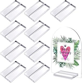 MaxGear Acrylic Sign Stands, 3 Inch Acrylic Sign Holders, 3 mm Slot Wedding Sign Stands, Place Card Holder, Acrylic Table Number Display Stands for Wedding, Exhibition, Party, Hotel, Office, 10 Pack