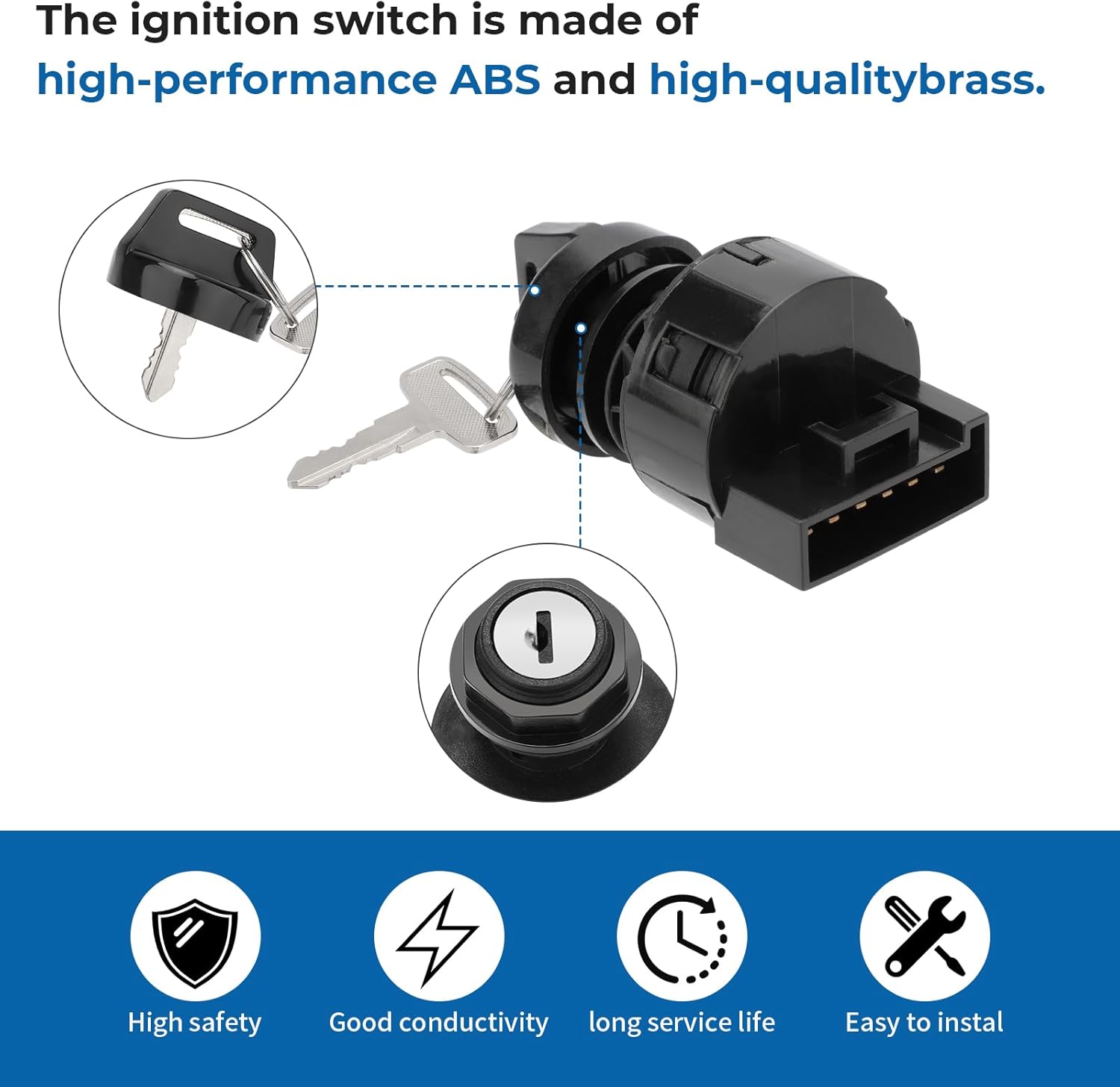 M MATI Ignition Key Switch 4 Position 6 Pin & Harness Kit for Polaris Ranger 400/500/570/800-Mid-Size/ETX/EV-Li-Ion RZR 570-Base ACE 325/500/570/900 4012166 4011142 2878509