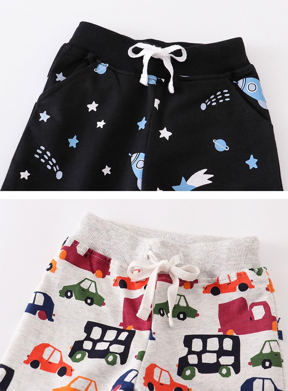 Eleven's Kingdom Boys Sweatpants 4T Cotton Toddler Boys Athletic Pants Joggers with Drawstring Elastic Waist for Casual and Outdoor Sports or School Car Rocket 4T