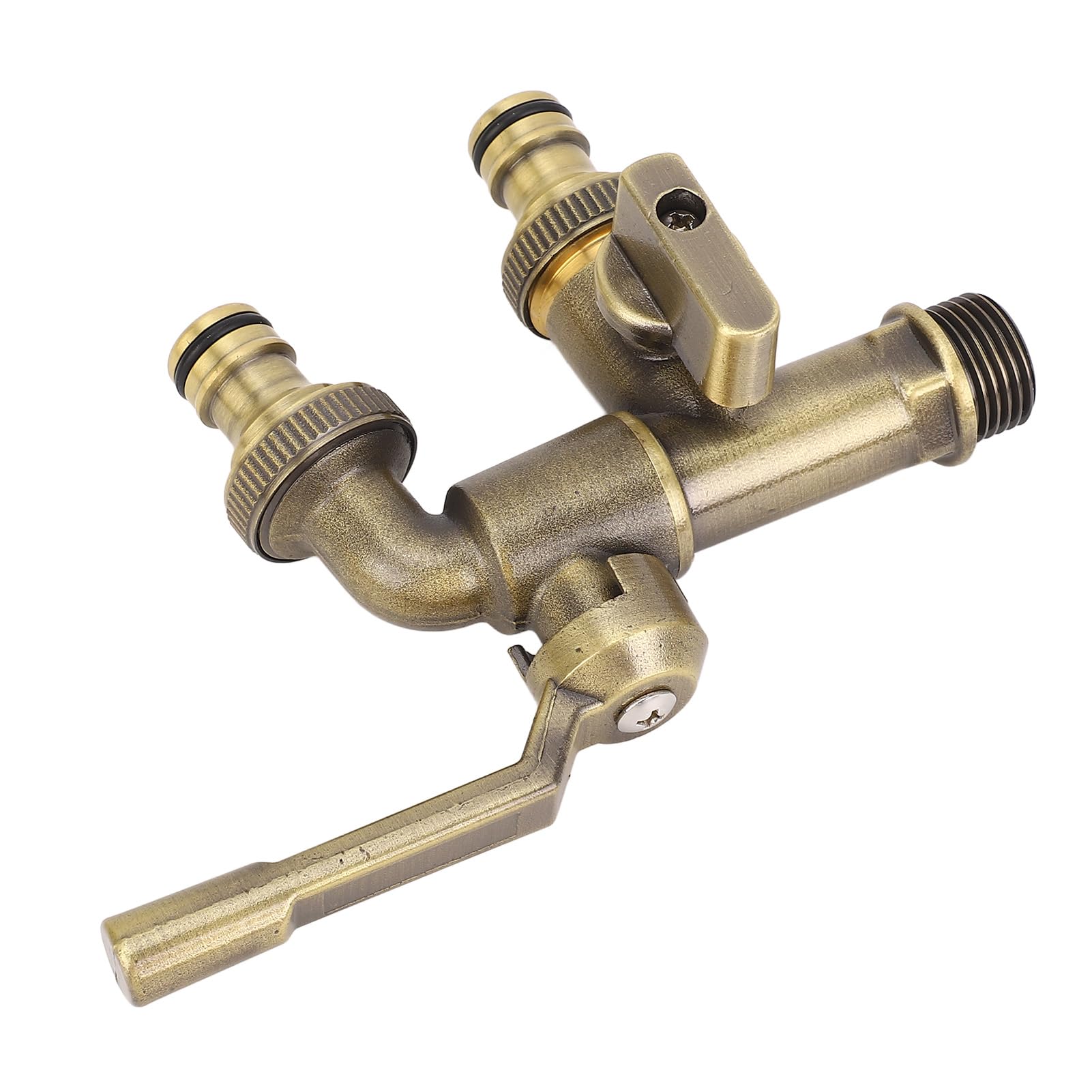 Greensen Rubinetto Doppio Esterno, Rubinetto a Sfera in Ottone da Giardino a Parete con 2 Uscite per Casa, Balcone, Connettore per Tubo