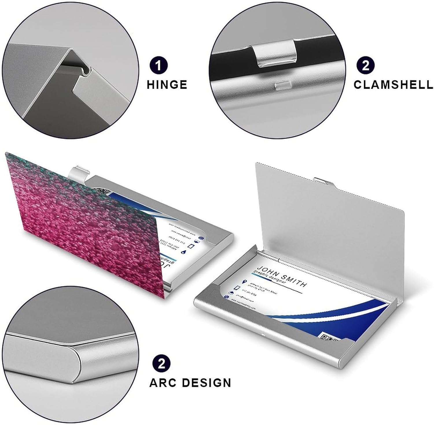 Pink Glitter Business Card Case Business Card Storage Slim Metal Credit Card Wallet Multi Functional Flip Cover Minimalist Wallet Card for Men And Women