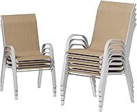 Vista 32 de UDPATIO Juego de 2 sillas de patio, sillas de comedor apilables plateadas para exteriores con respaldo alto, silla de tela de textileno transpirable