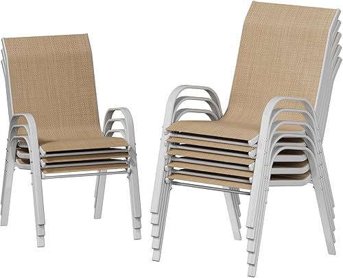 Miniatura 32 de UDPATIO Juego de 2 sillas de patio, sillas de comedor apilables plateadas para exteriores con respaldo alto, silla de tela de textileno transpirable