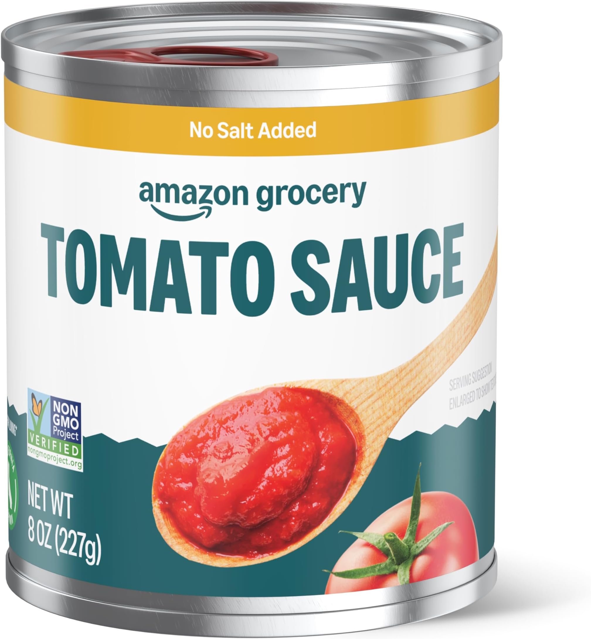 Amazon Fresh, Tomato Sauce, No Salt Added, 8 Oz (Previously Happy Belly, Packaging May Vary)