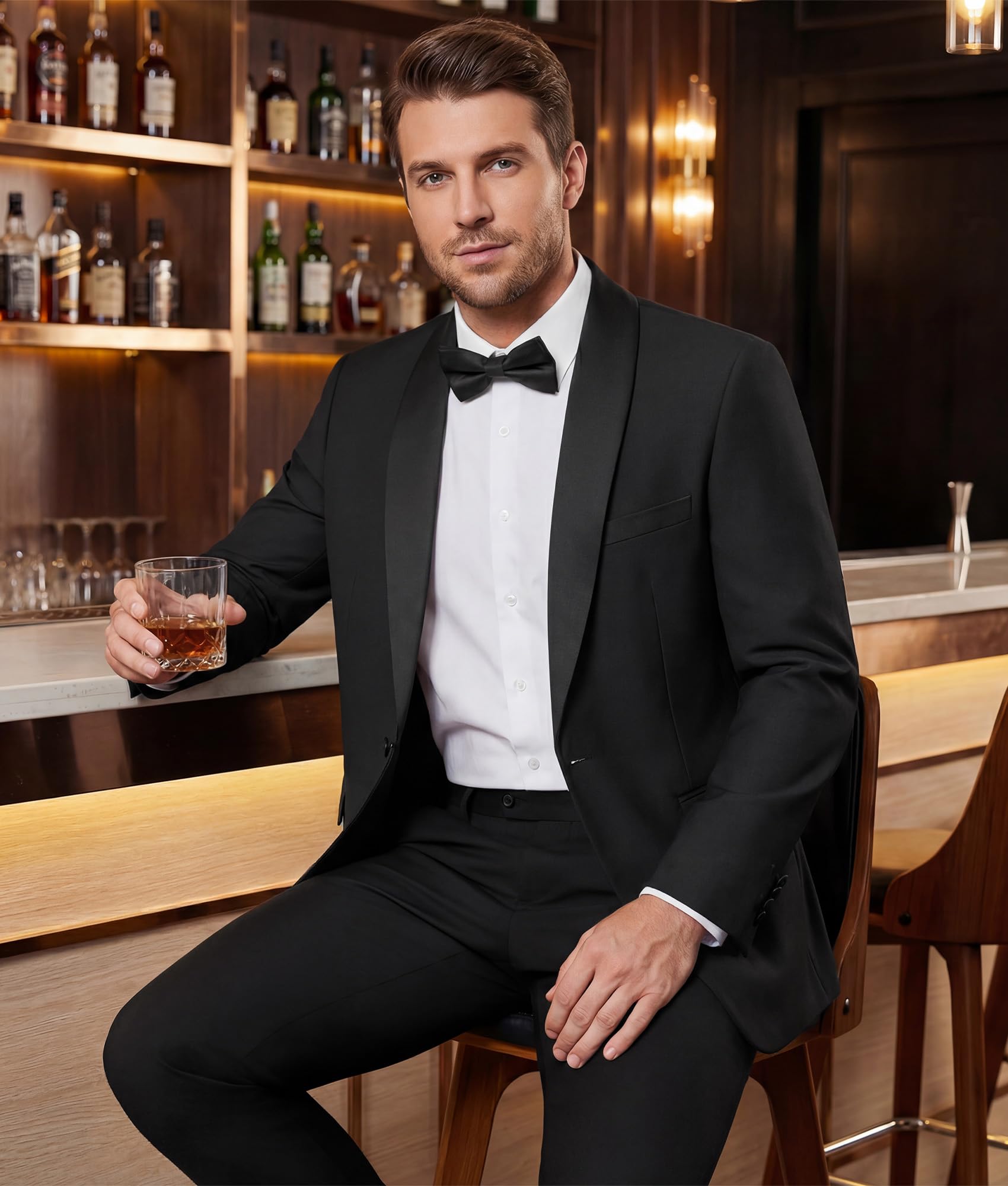 Sakko Herren Slim Fit, Eleganter Blazer mit Schalkragen, Einknopf-Anzugjacke für Hochzeit Business Party, Moderner Herrenblazer Einzeln