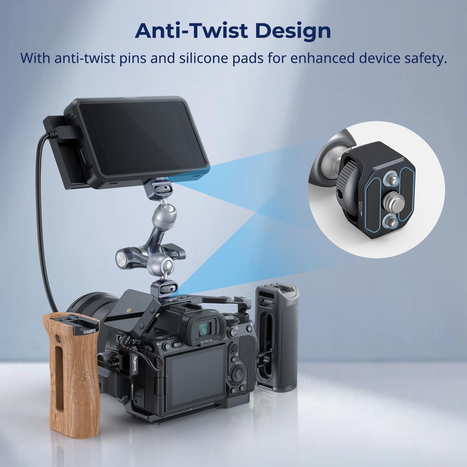 SMALLRIG Brazo mágico con Roseta de 7", Soporte para Monitor de Cámara, Brazo Articulado con Tornillo de Ubicación de 1/4"-20 y 3/8"-16 Capacidad Máxima de Carga de 3,5 kg, Brazo de Fricción - 4899