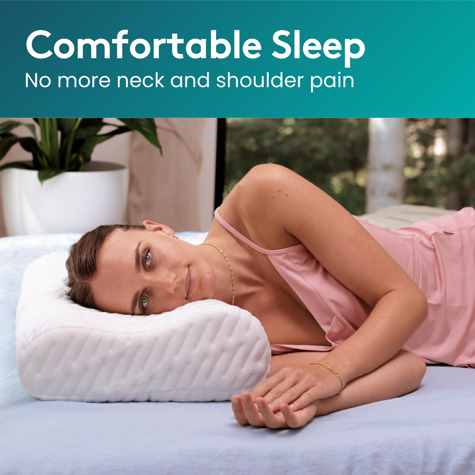 Blisbury, cuscino per contorno contorno in memory foam regolabile, cuscino cervicale per dolori al collo, supporto per schiena, stomaco, traversine laterali, include una custodia in bambù e schiuma