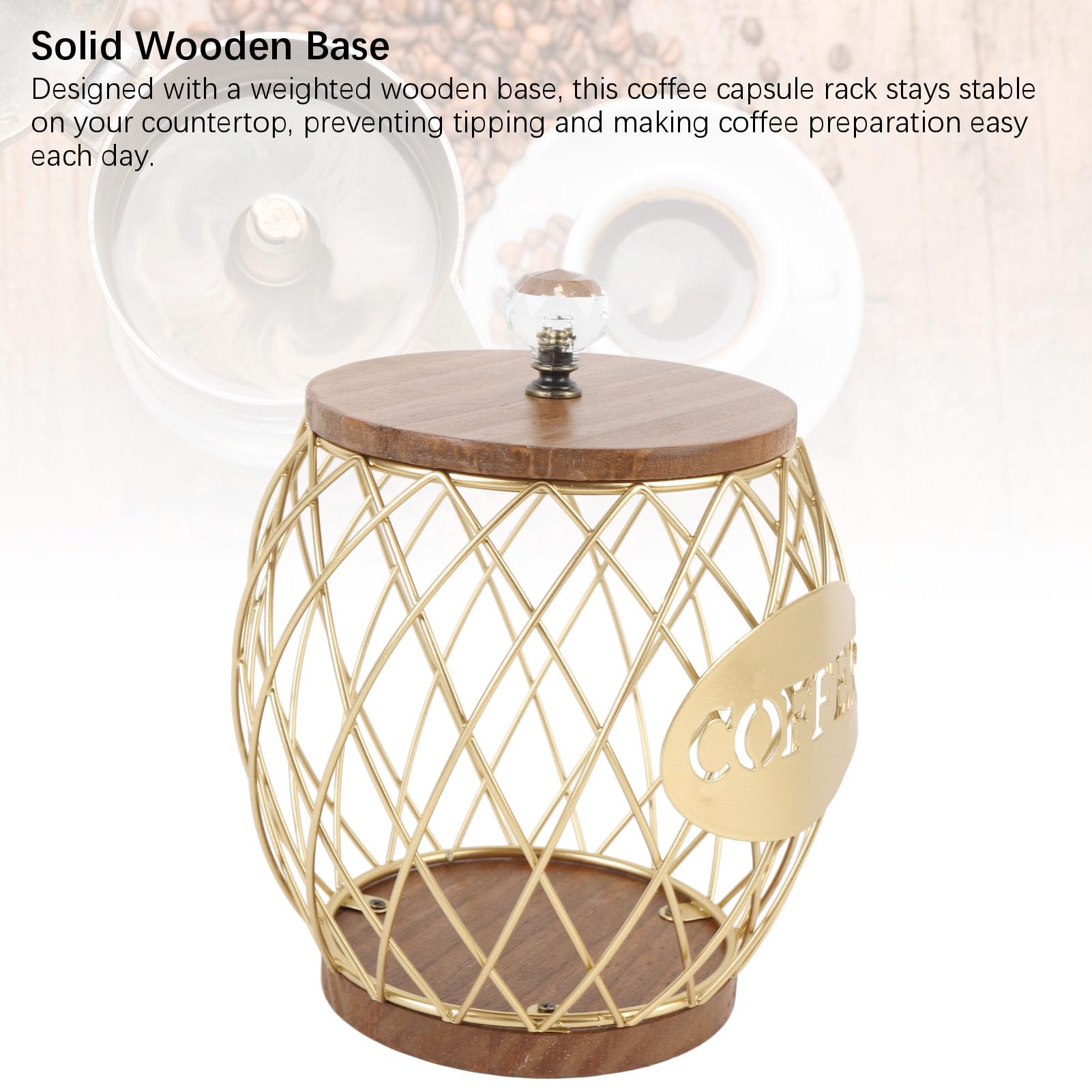Porta Capsule di caffè a Forma di Frutta Elegante Porta Capsule di caffè con Base in Legno Coperchio Decorazioni per la Casa (Oro)