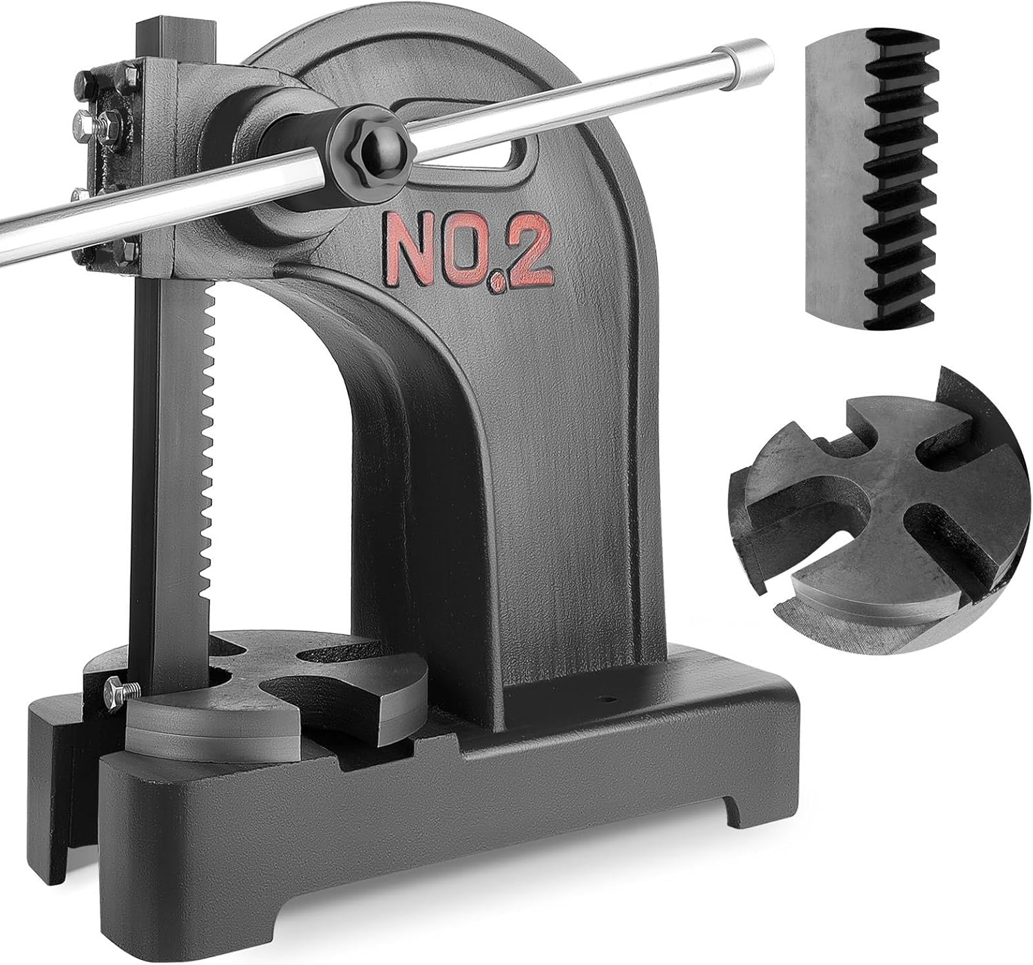 3 Ton Arbor Press with 3 Drift, 12″H Heavy Duty Manual Desktop Arbor Press, Cast Iron Workshop Hand Press, Manual Bench Press for Deforming, Cutting and Punching (Black, 3T)