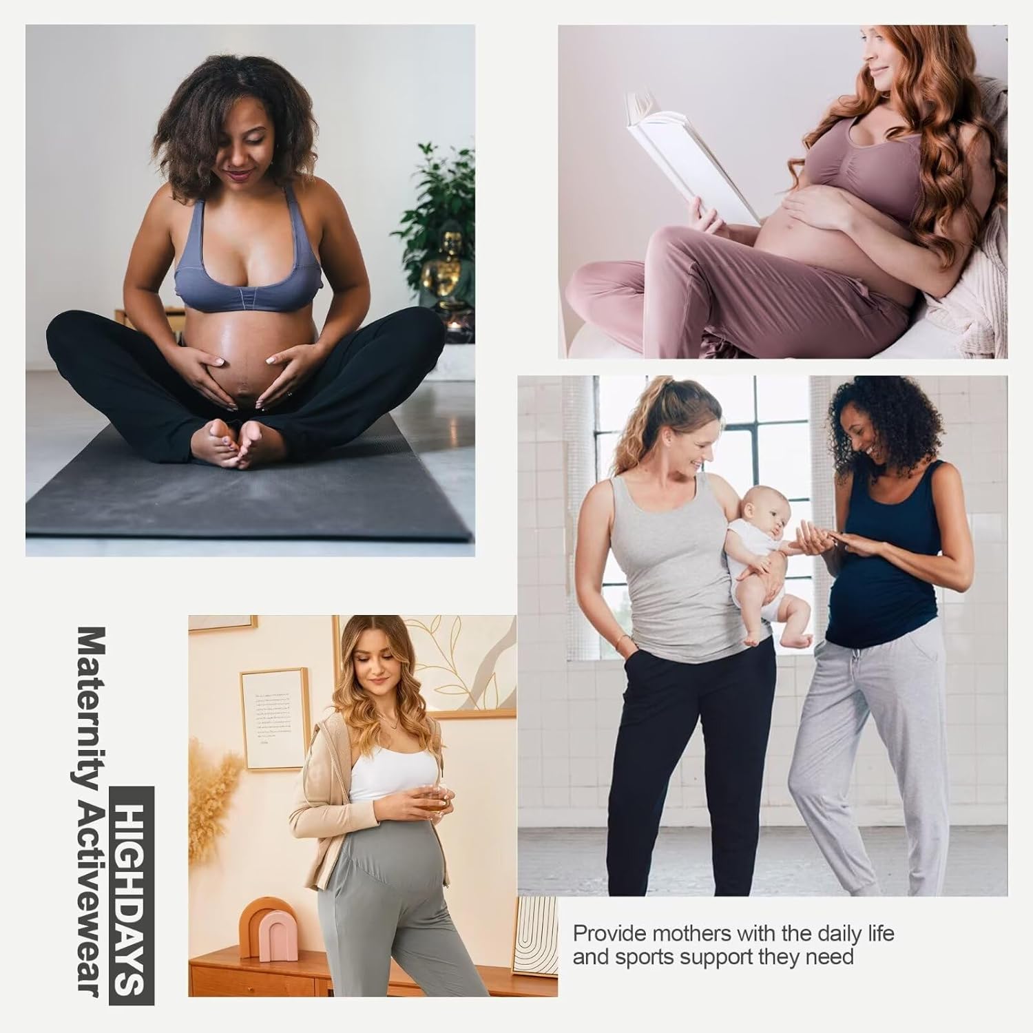 HIGHDAYS Maternity Pants with Pockets, Over Belly Maternity Leggings, Thick Pregnancy Joggers Sweatpants for Active Workout - Image 6