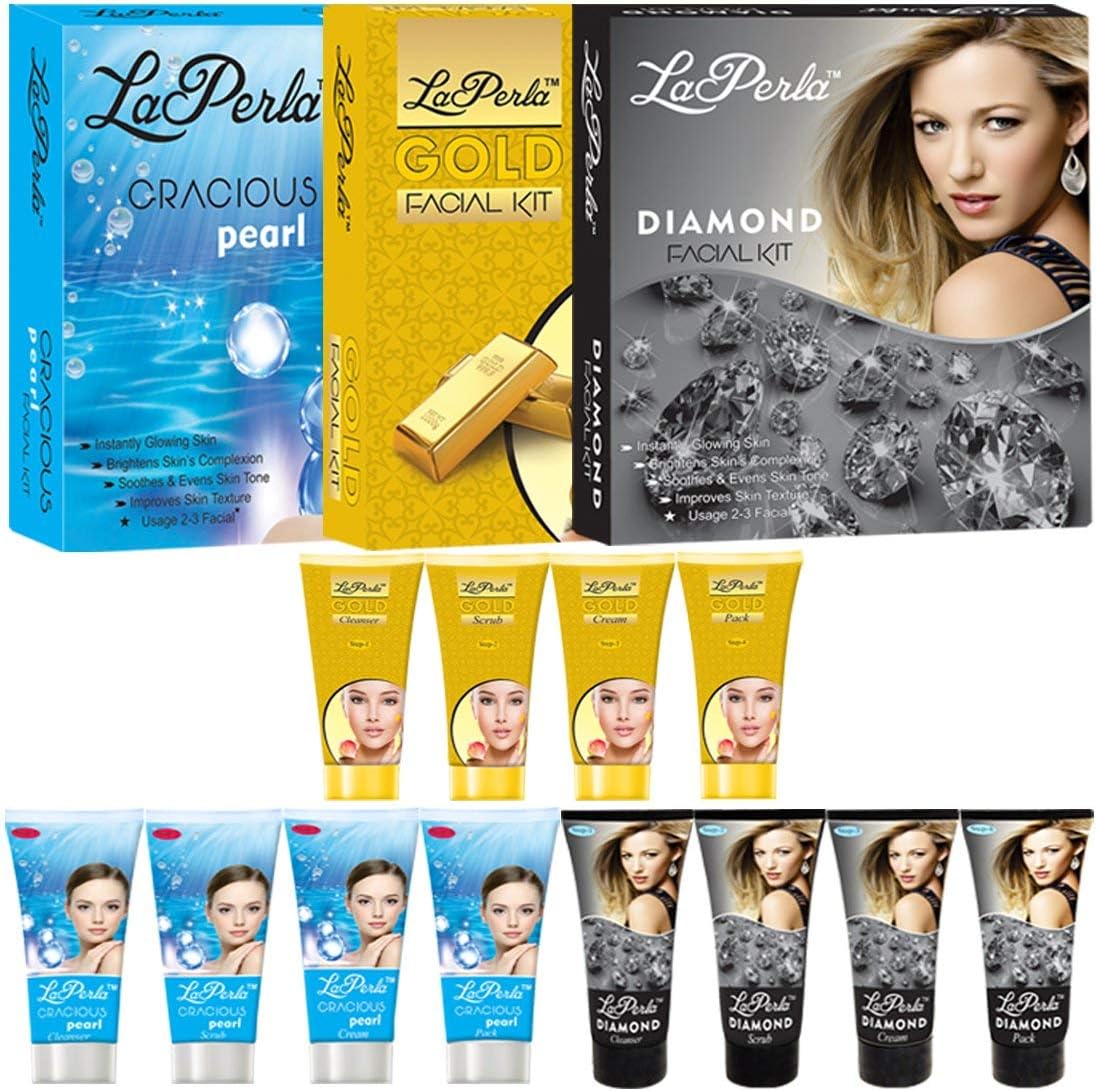 LAPERLA Gold, Diamond And Pearl Facial Kit 80g Each Set of 3 GC580-By Adbeni