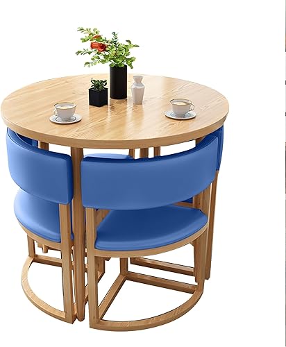 Vista 23 de Mesa de cocina y sillas para 4, juego de mesa redonda de comedor para 4, mesa de negociación de conferencias pequeñas, 1 mesa y 4 sillas, mesas