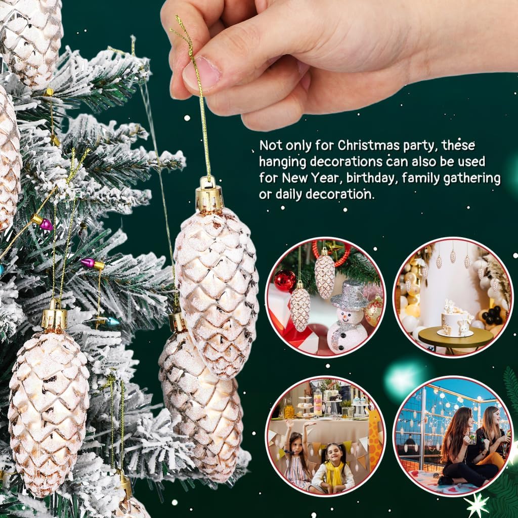 NOLITOY 10Pcs Christmas Pinecone Ornaments: Hanging Pine Cone for DIY Crafts Christmas Tree Wreath Garland - Xmas Party Pendant Charms Indoor Outdoor - Image 2