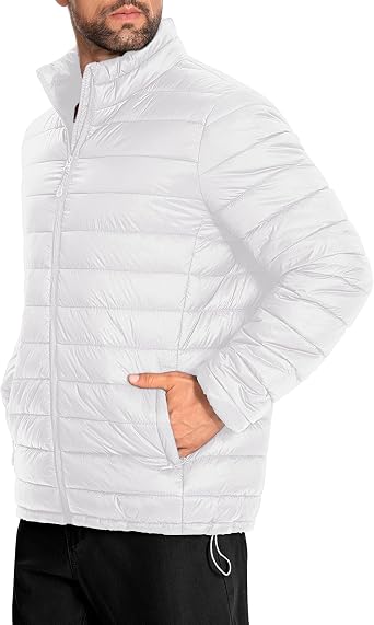 Men's Puffer Jacket Lightweight Warm Winter Jackets for Men Windproof Insulated Puffy Coat with 3 Pockets