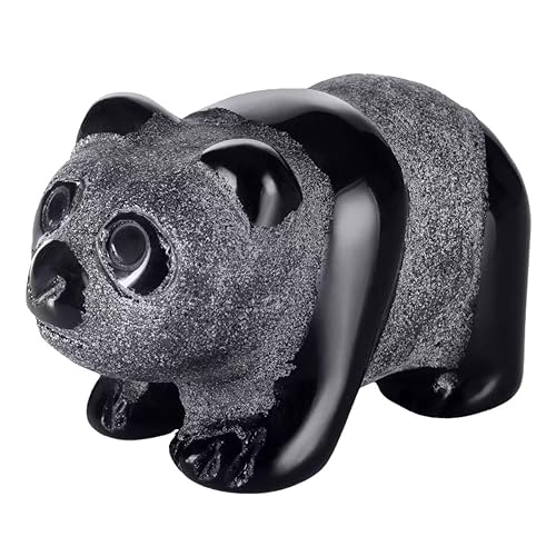 2" Obsidian Panda Figurine for Harmony& Resilient Gentleness,Panda Bear for