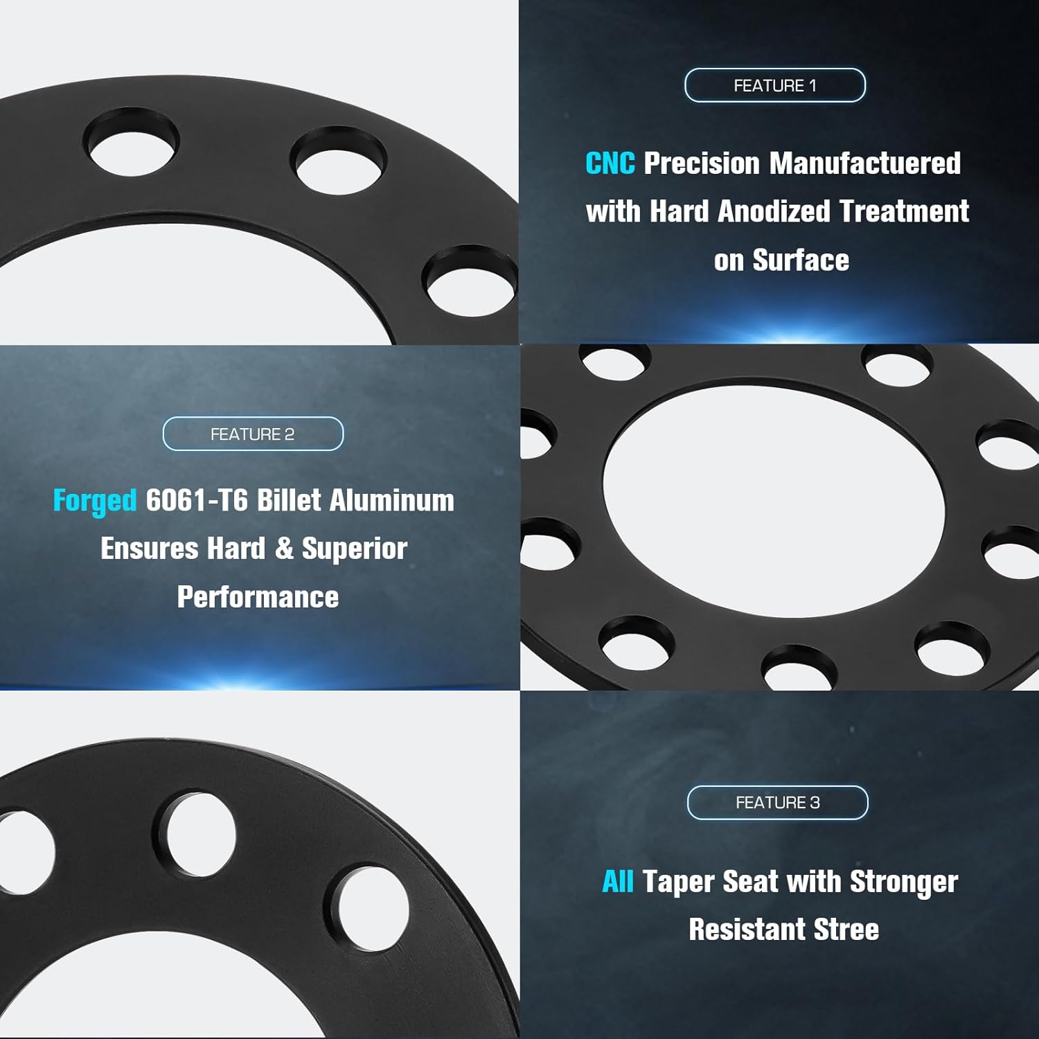 5x114.3mm Wheel Adapters 1/4" (6mm) w/ 78.1mm Bore fits Jeep Cherokee Wrangler Liberty, 5x4.5 5x4.75 Wheel Spacers for Ford Mustang Explorer Ranger Galaxie 500 Crown Victoria 4PCs