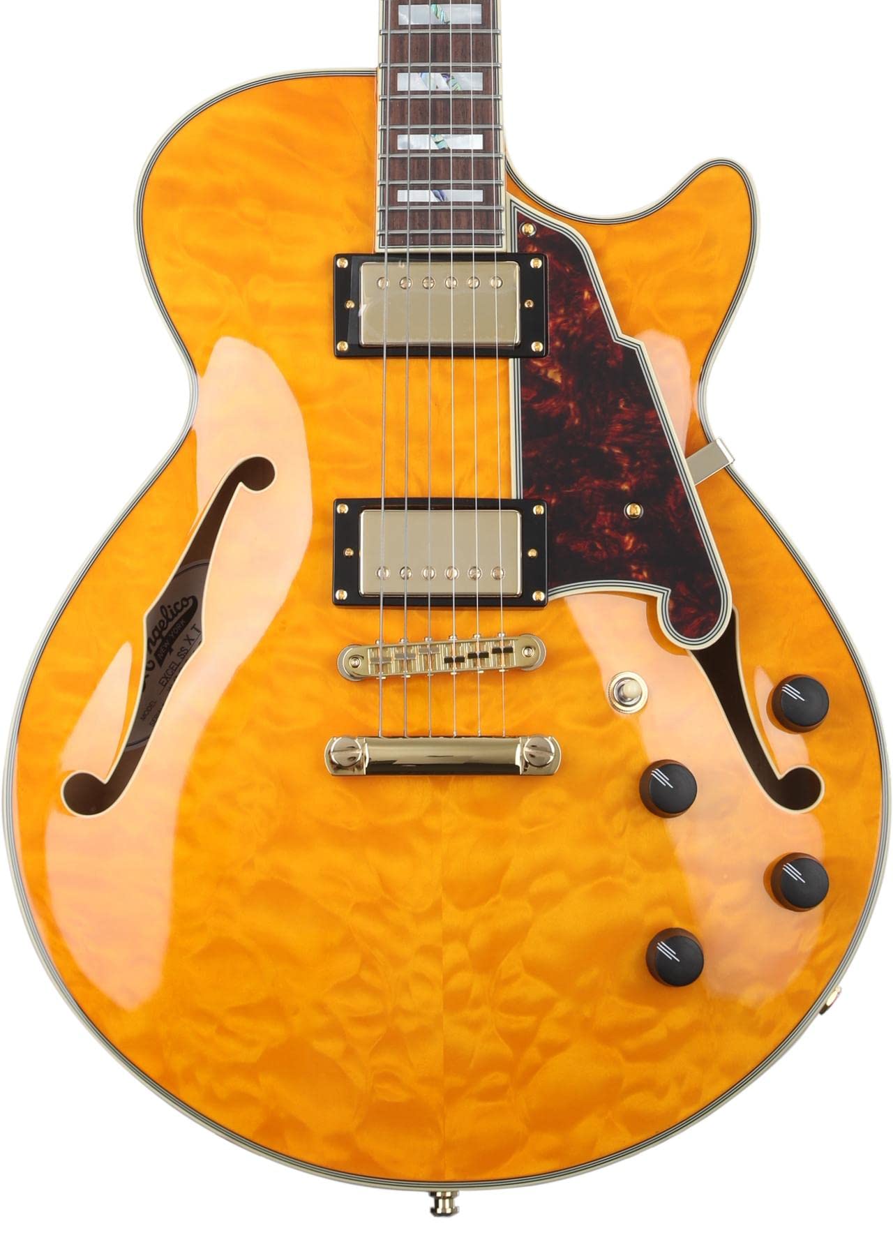 D'Angelico Excel SS XT Semi-hollowbody Electric Guitar - Vintage Natural Quilt with Stopbar Tailpiece