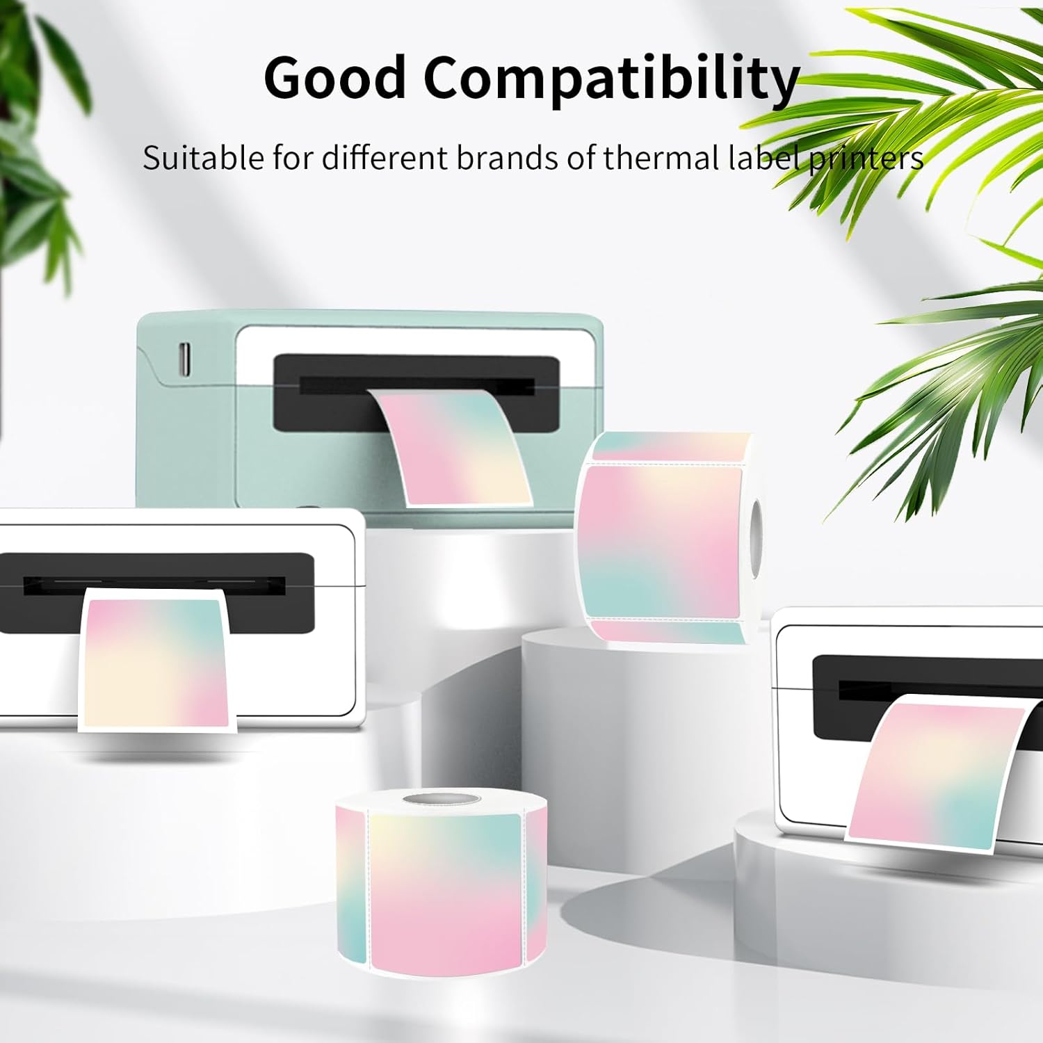 2x2 Inch Square Thermal Sticker Labels, Self-Adhesive Pink Square Direct Thermal Labels, Waterproof/Tearproof/Perforation Line Design- Gradient Color - Image 5