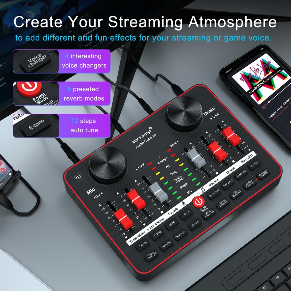 tenlamp G1 audio console with atmosphere creation features