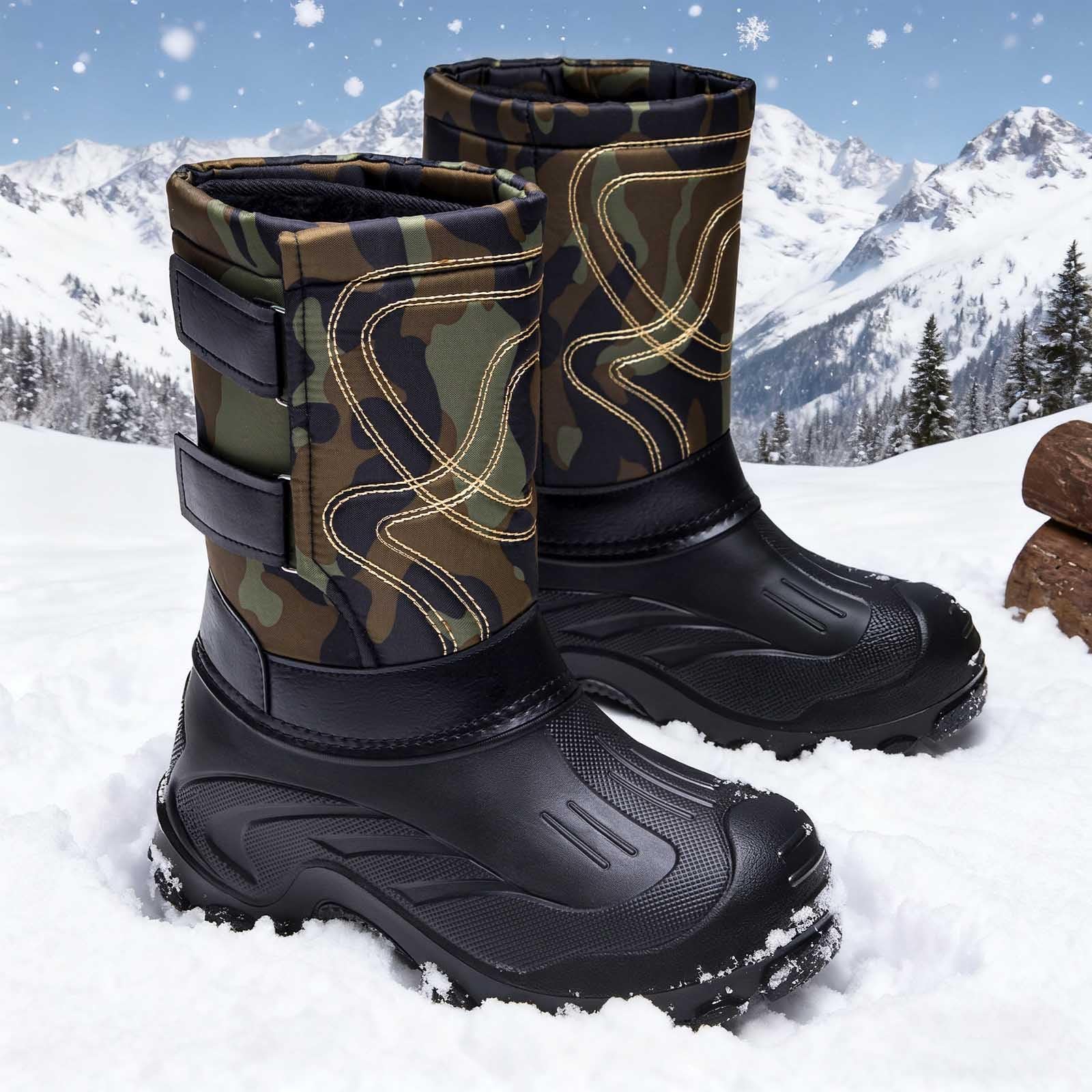 Generico Stivali Neve Uomo Antivento Scarpe Neve Impermeabili Doposci Antiscivolo Scarponi Termici Stivali Invernali Calde Montagna Per Attività All'Aperto Pelliccia Foderati Scarponcini