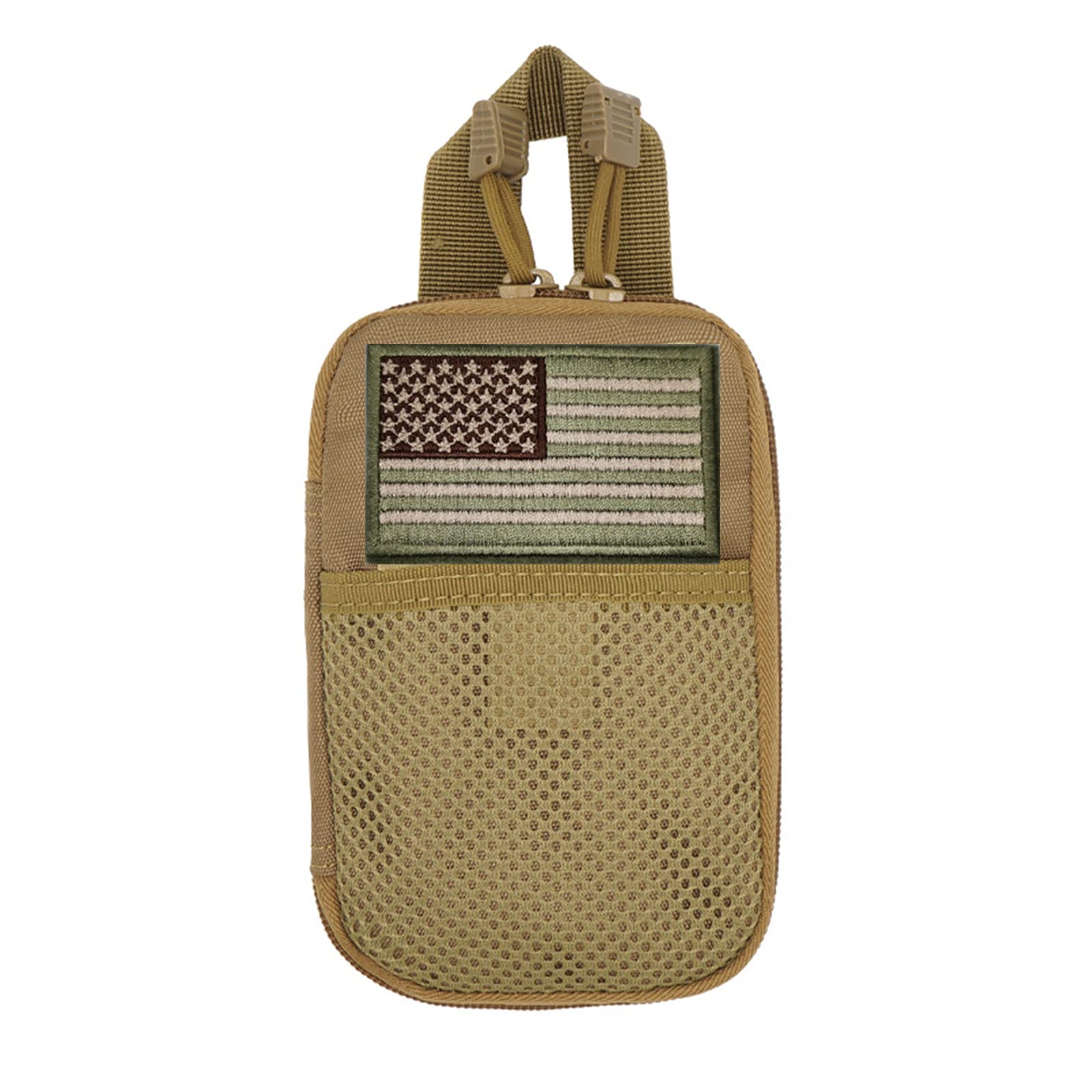 Shiyueshiri edc pouch multifunctional tactical bag molle bag accessory bag mobile phone bag, tactical belt pouch, men's belt bag, outdoor sports travel hiking waterproof bag with American flag embroidery patch