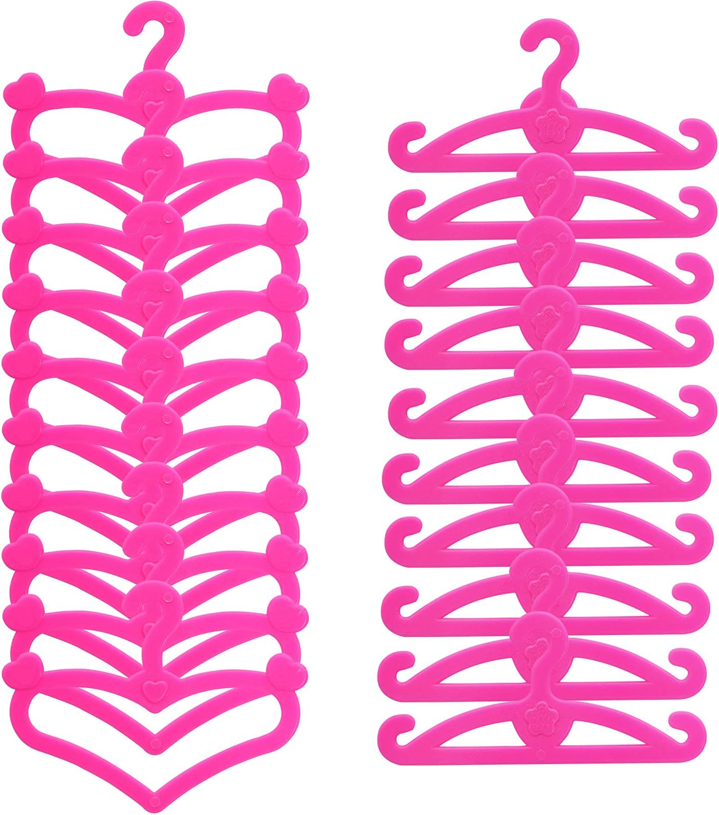 62 Pcs Pink Plastic Hangers for 11.5 inch Doll Clothes Gown Dress Outfit Holders Accessories