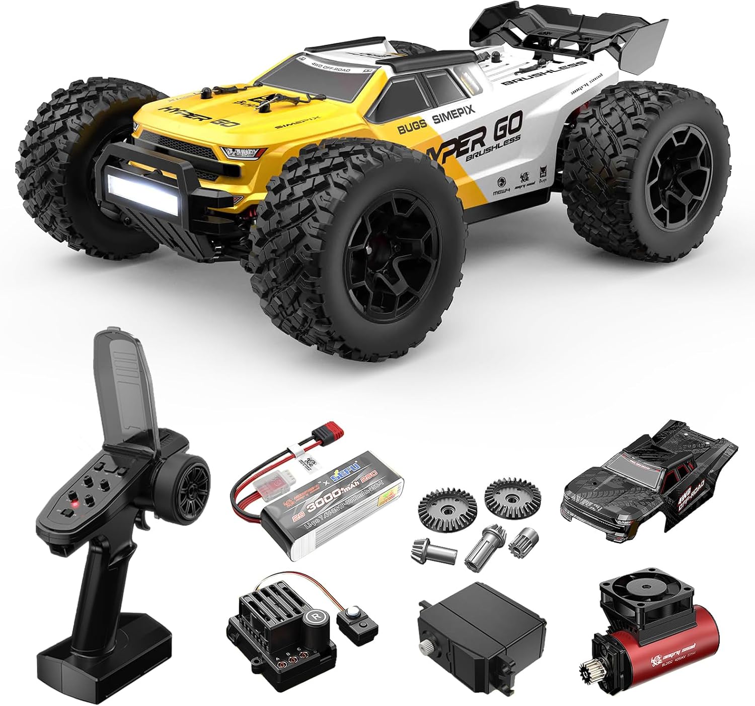 Mjx Hyper go 14207 Rc Truck 4x4 Rc Brushless Rc Truck Electric Powered RC Car Brushless Motor and Esc, Rc Cars for Adults,1/14 4wd High Speed Rc Cars Drift for Adults