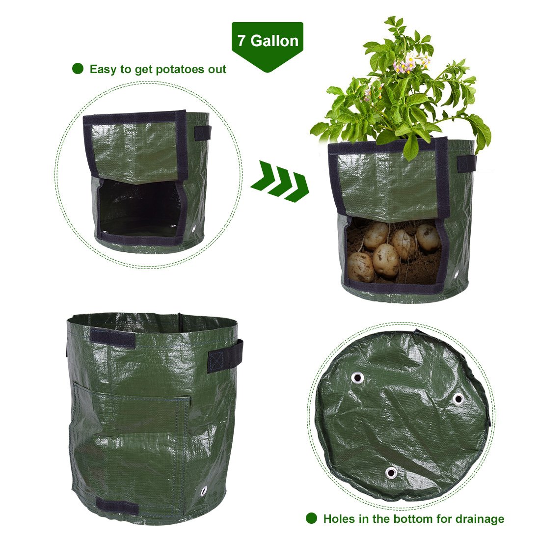 Verduras maceta cubo de bolsas con asas y con solapa de acceso ...