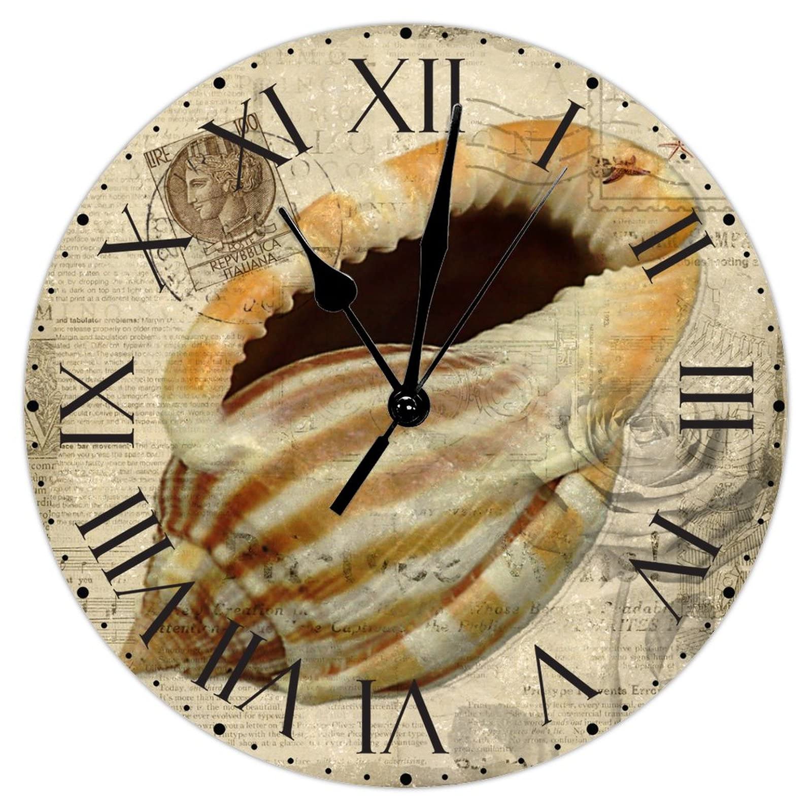 Horloge murale rustique en PVC de 30,5 cm sans cadre