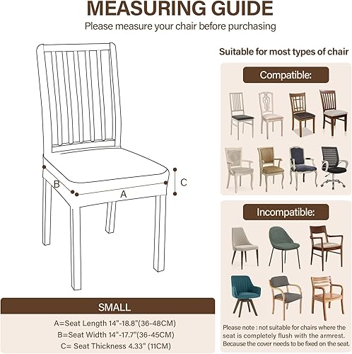 Miniatura 4 de CZL Juego de 6 fundas de asiento para sillas de comedor con reposabrazos, con cremallera mejorada, repelente al agua, fundas de asiento elásticas de