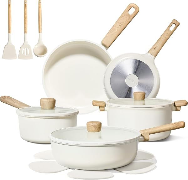 CAROTE 16pcs Nonstick Ceramic Cookware Set