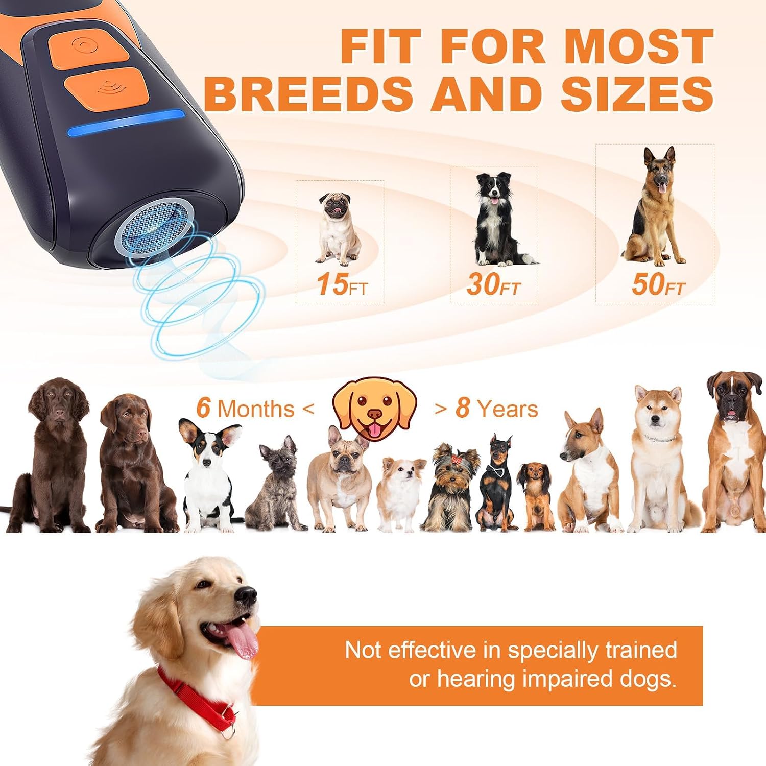 Dog Bark Deterrent Devices, Rechargeable Ultrasonic Anti Barking Device for Dogs, Dog Bark Control Devices 50FT Range Safe for Dogs & Human Portable Indoor Outdoor Dog Barking Silencer, Dog Training | Safe for Dogs & Human, 50FT Range, Rechargeable, Indoor Outdoor Use, Corrects Excessive Barking and Bad Behavior, Training